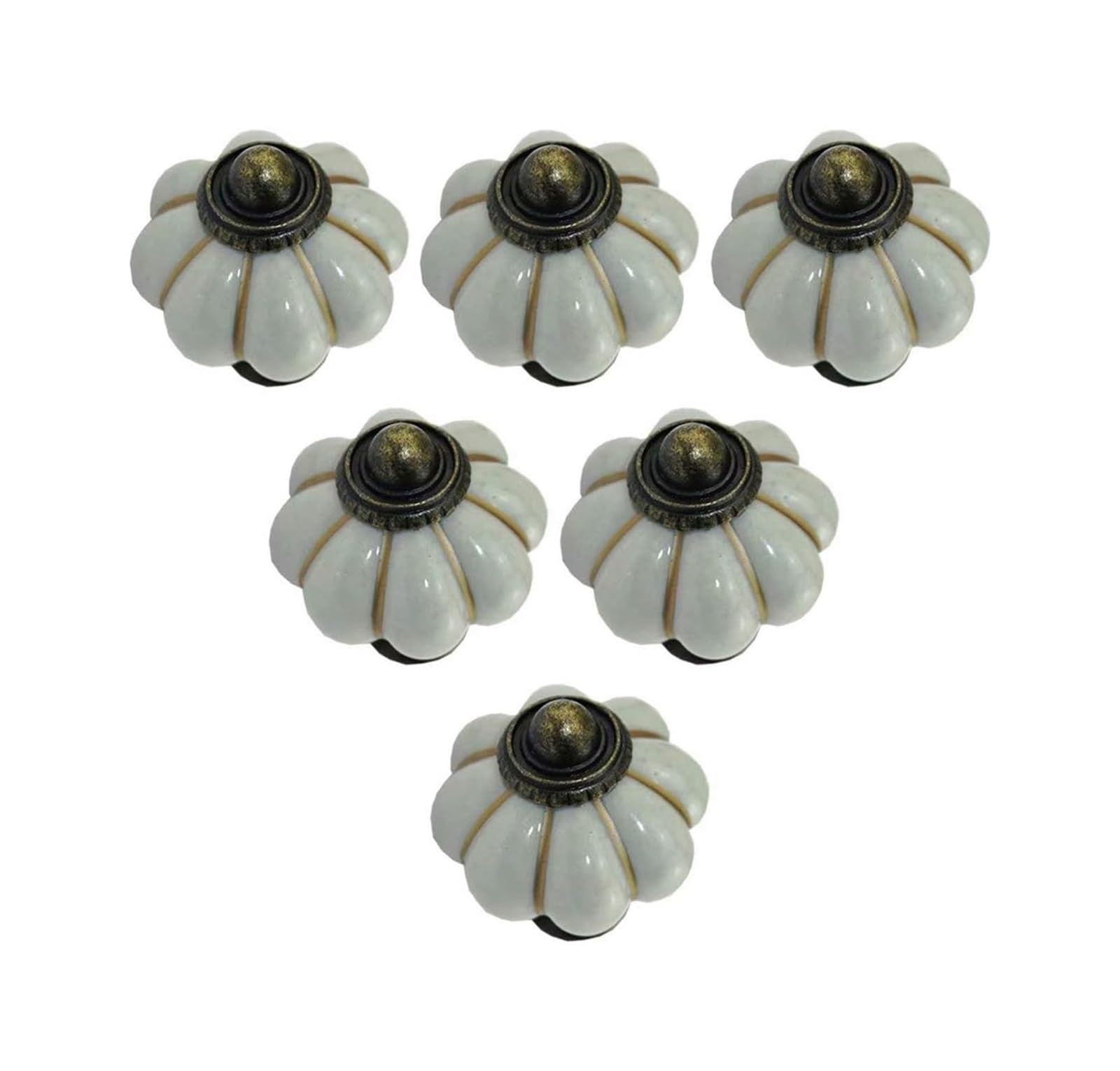 Opeximatun Ceramic Drawer Knobs, 6 pcs Ceramic Children's Room Drawer Knobs Single Hole(White)