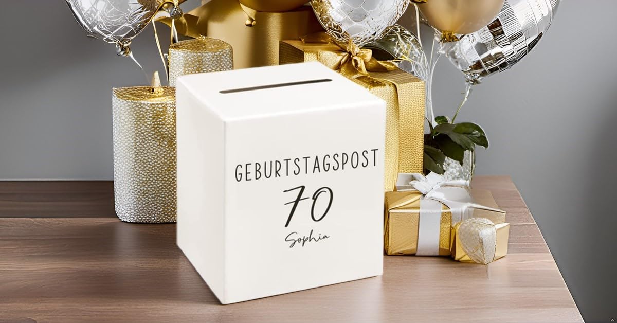 Gastgeschenkboxen Zum 70. Geburtstag Für Erwachsene – Golden, 12 Stück Mit Band & Anhänger