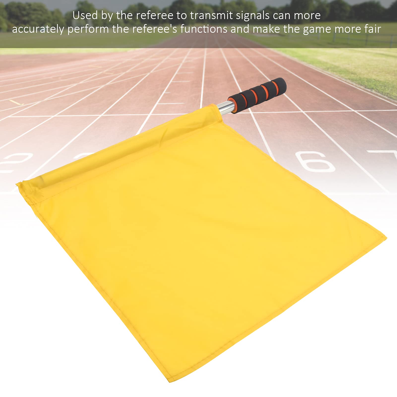Cryfokt Drapeau de Juge de Ligne de Compétition, Poignée en éponge Confortable, Drapeaux Officiels D'arbitre, Poteau en Acier Inoxydable 2 Pièces pour Arbitres de Football pour Jeux de Plein Air