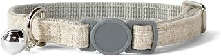 Sam and Maui Linen Blend Adjustable Cat Collar with Breakaway Quick Release Buckle and Bell Natural C