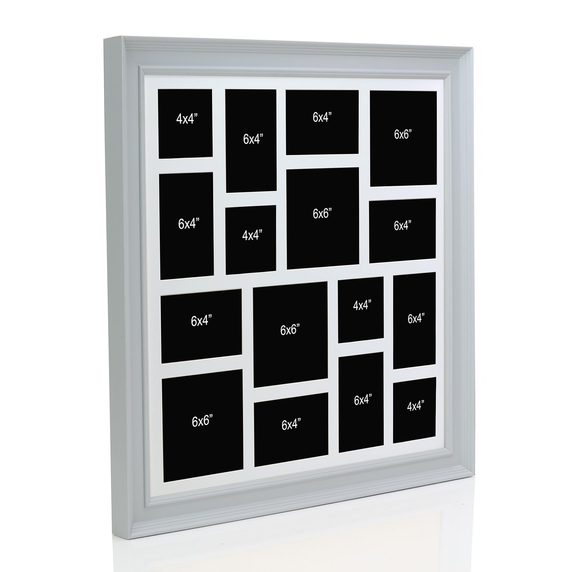 Boldon Framing Grey Pale Solid Wood Multi Photo Picture Frame Large Collage Display Multi Opening Hangs Landscape And Portrait