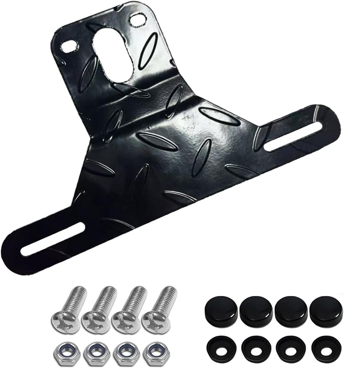 Trailer License Plate Bracket Frame, Aluminum License Plate Light Brackets Holder with Mounting Screws, Caps, Universal Tag Frame Car Accessories for Trailer Truck Boat (Black)