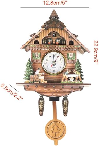 Miniatura 6 de Fermoirper Reloj de pared con diseño de cuco, reloj de madera con columpio de madera para decoración del hogar, tablero de MDF, reloj de pared