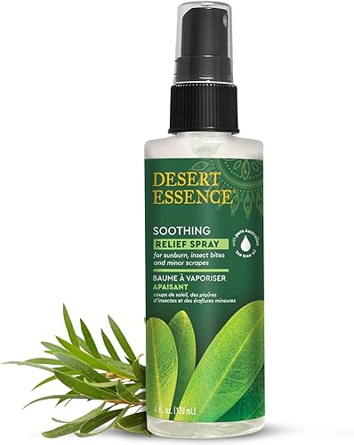 Desert Essence Spray calmante de alivio de 4 onzas líquidas, sin gluten, vegano, espray calmante con aceite de árbol de té australiano de limpieza