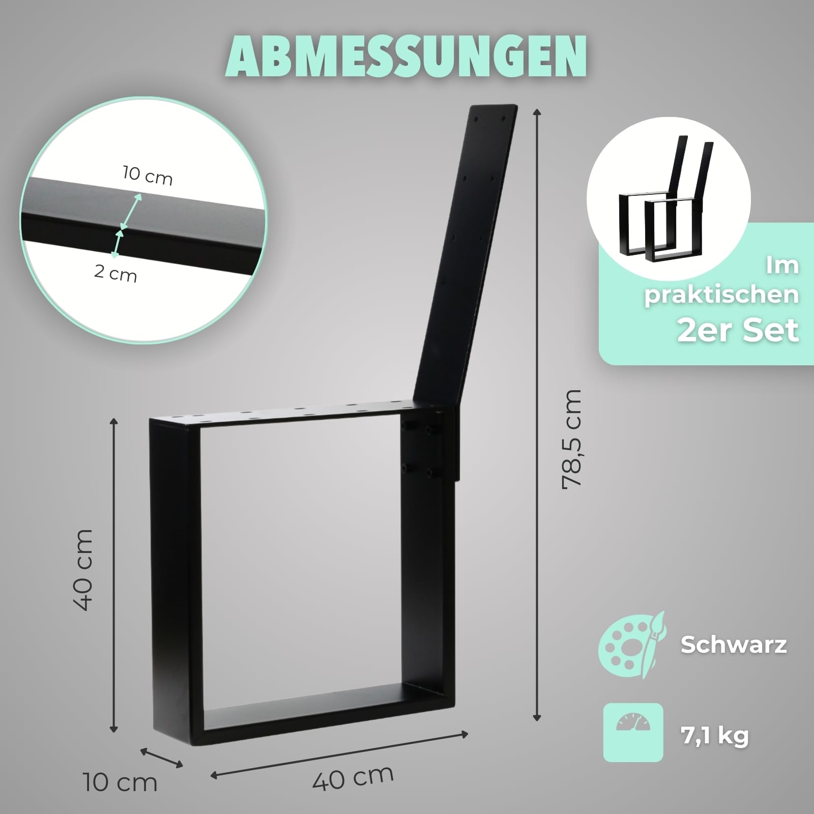 HAGO24 Bankgestell in Schwarz I hochwertige Bank Füße aus Stahl I Bankbeine für Sitzbank mit Rückenlehne I DIY Metallgestell für Esszimmer-Bank & Gartenbank I rostfrei & wetterfest