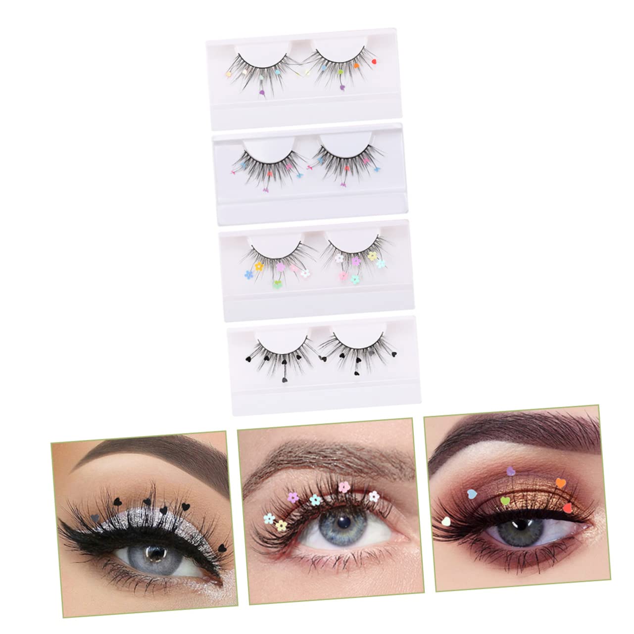 minkissy 16 Paar Pailletten Falsche Wimpern Natürliche Fake Wimpern Performance Wimpern Klebewimpern Künstliche Wimpern Fake Pailletten Wimpern Schmetterlinge Wimpern Glitzer Pailletten