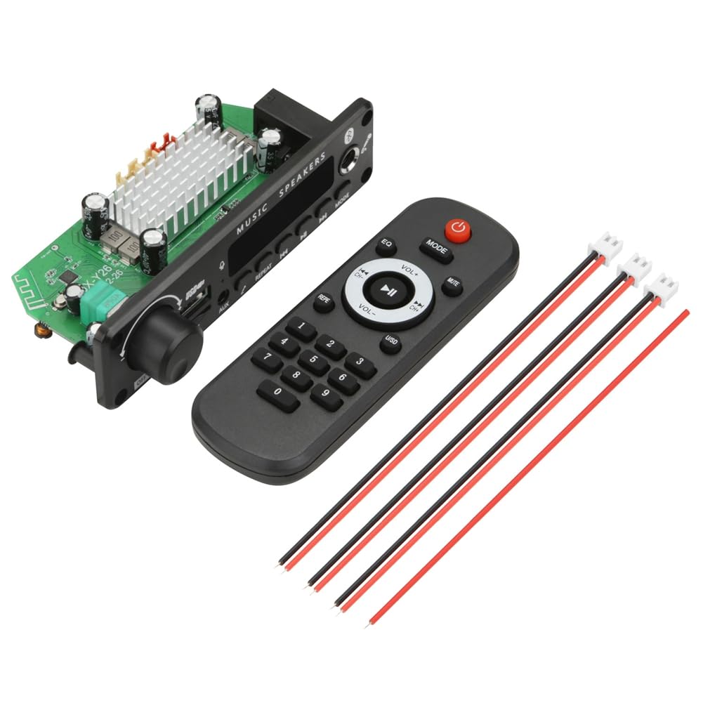 2x100W 12V Amplificador Reproductor de Audio Bluetooth 5.0 Placa Decodificadora de MP3 Reproductor de MP3 Módulo de Radio FM para Automóvil TF Micrófono USB Grabar Llamada
