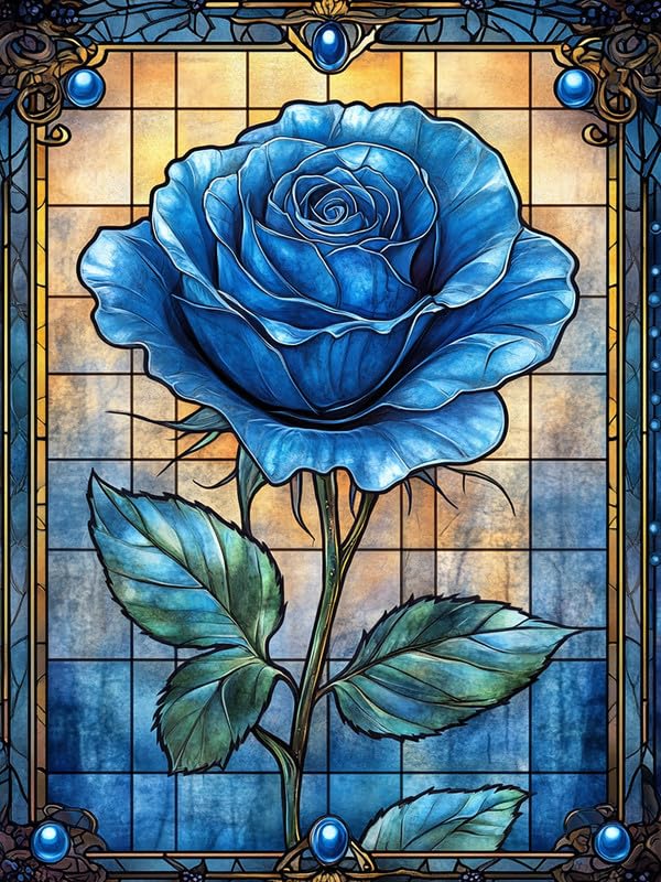 Bimkole 5D Diamond Arts Painting Kits Rose, Full Drill DIY Rhinestone Embroidery Set Paint with Diamonds Art Glass by Number Kits Cross Stitch Home Wall Craft Decor 12x16 Inch