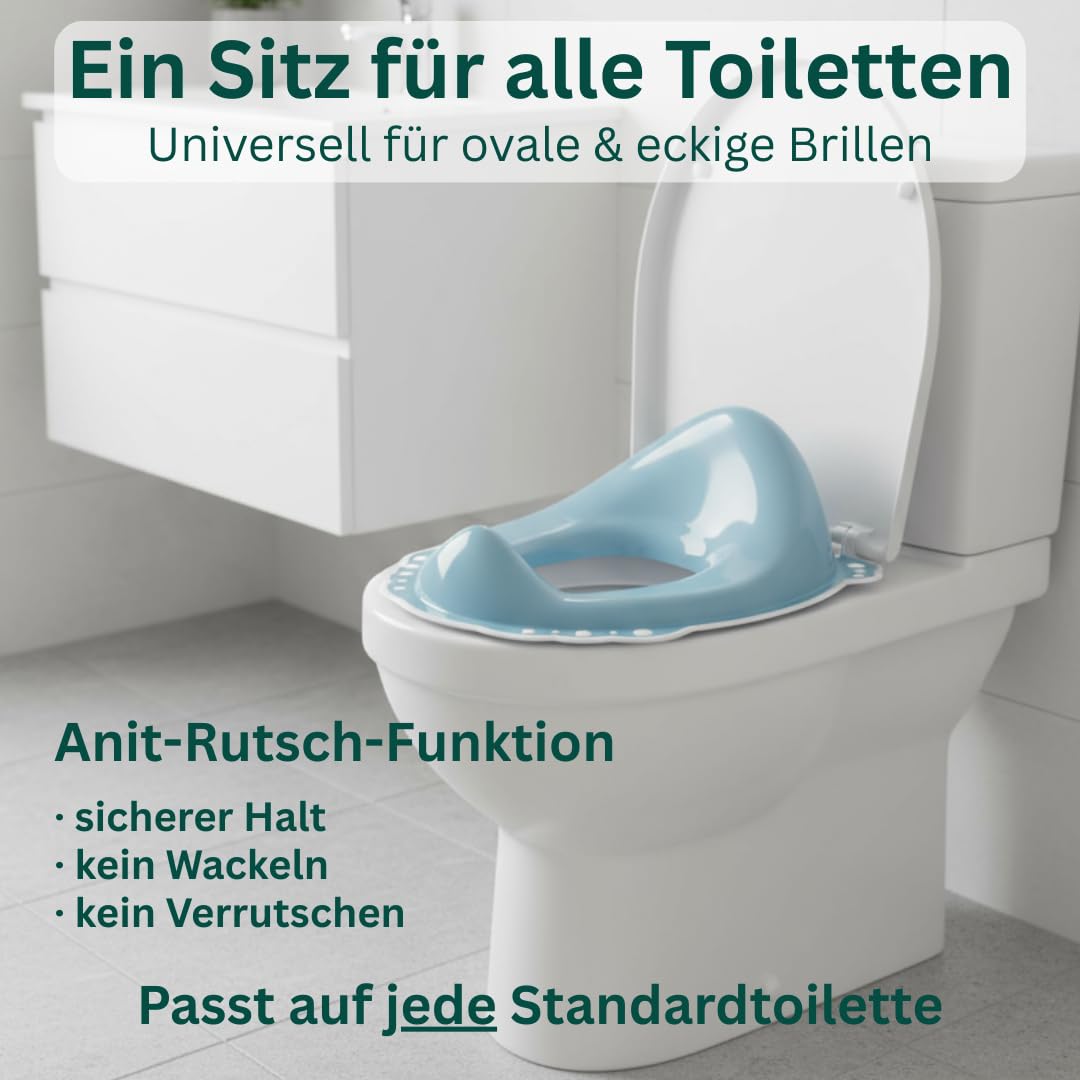 Toilettensitz Kinder Klositz Aufsatz rutschsicher & ergonomisch blau - Toilettenaufsatz Kinder WC Sitz für komfortables sicheres Toilettentraining - Kindertoilettensitzaufsatz ab 2 Jahre