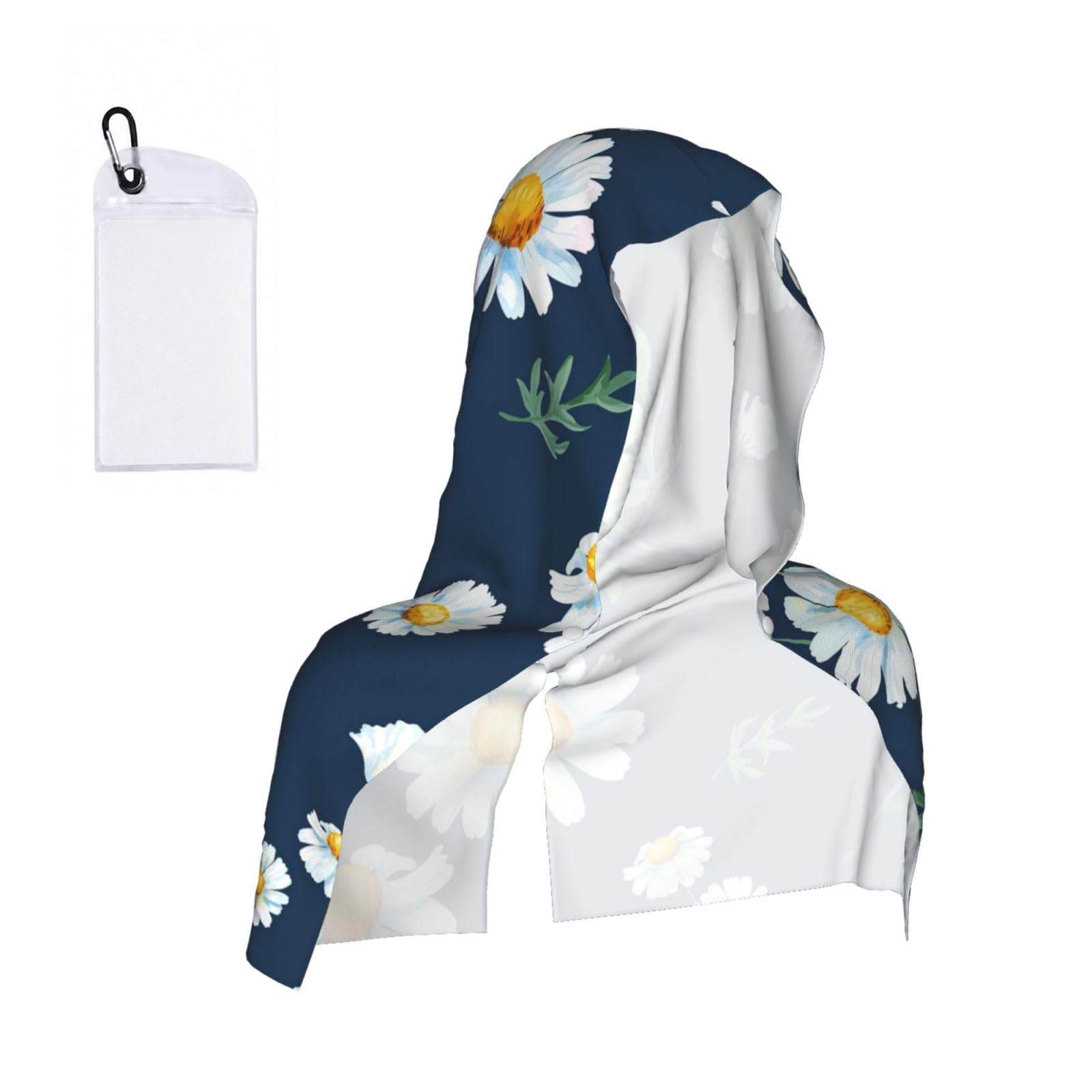 WXWJSHMGC Flower Print Cooling Hoodie Towel, Cooling Towels For Neck And Face Sun Protection Instant Cool Hoodie(Sport/Camping/Work Out/Hot Weather)