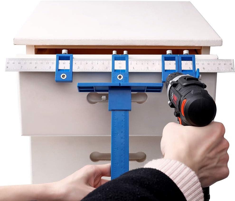 Cabinet Hardware Jig Tool Drill Guide Cabinet Handle Jig Cabinet Handle Template Tool Cabinet Knob Template Tool Power Tool Accessory Jig Cabinet Jig for Handles and Pulls With Storage - - 