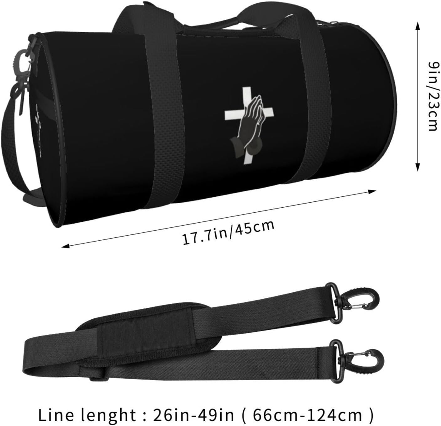 Jesus Praying Hands Cross Convertible Garment Bag with Shoulder Strap, Carry on Garment Duffel Bag