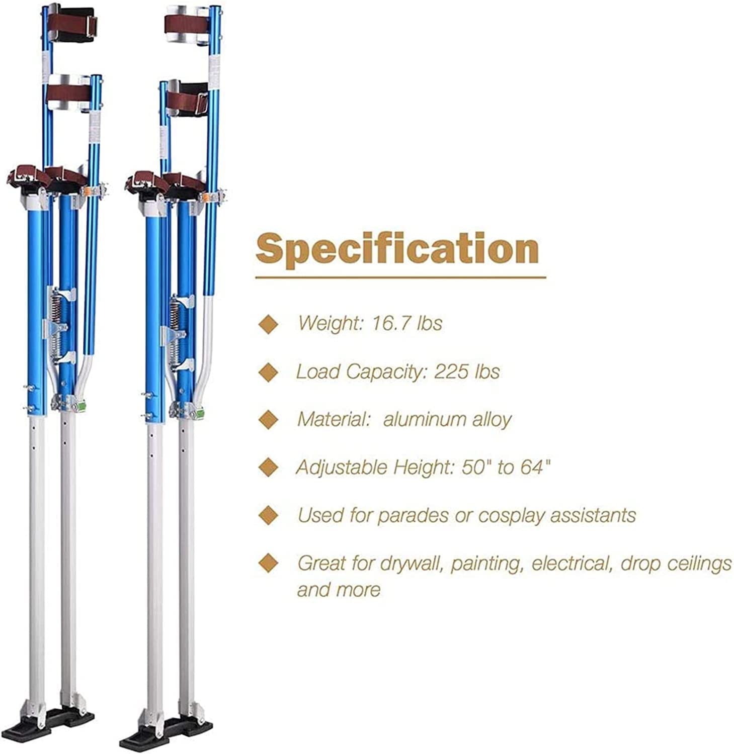 Szczudła do płyt gipsowo-kartonowych 50"- 64" Szczudła dekoracyjne Regulowane aluminiowe Szczudła budowlane Szczudła tynkarskie Szczudła robocze dla gipsomistrzów Instalatorów sufitów Malarzy
