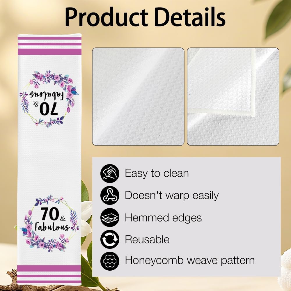 70th Birthday Gifts for Women,70 Year Old Birthday Gifts for Women,70th Birthday Kitchen Towels for Mom Grandma Friend Wife Aunt Great Grandma,Hand Dish Towels,Best Home Decorations