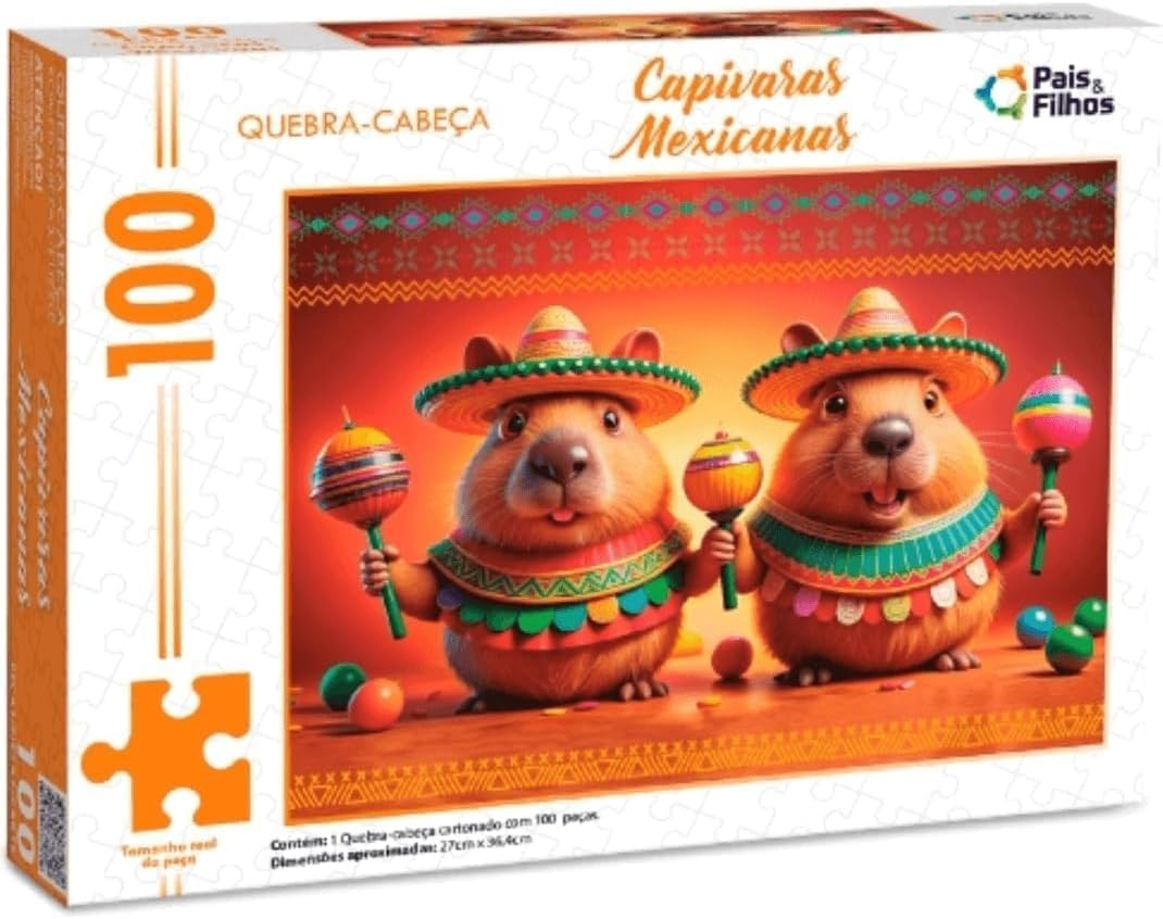 Pais & Filhos – Quebra-Cabeça, 100 Peças, Capivaras Mexicanas