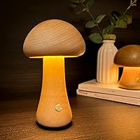 Vista 8 de Lámpara de madera con forma de hongo, luz nocturna de hongos, decoración de hongos, lámpara recargable de hongos, bonita lámpara de escritorio