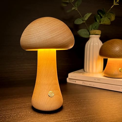 Miniatura 8 de Lámpara de madera con forma de hongo, luz nocturna de hongos, decoración de hongos, lámpara recargable de hongos, bonita lámpara de escritorio
