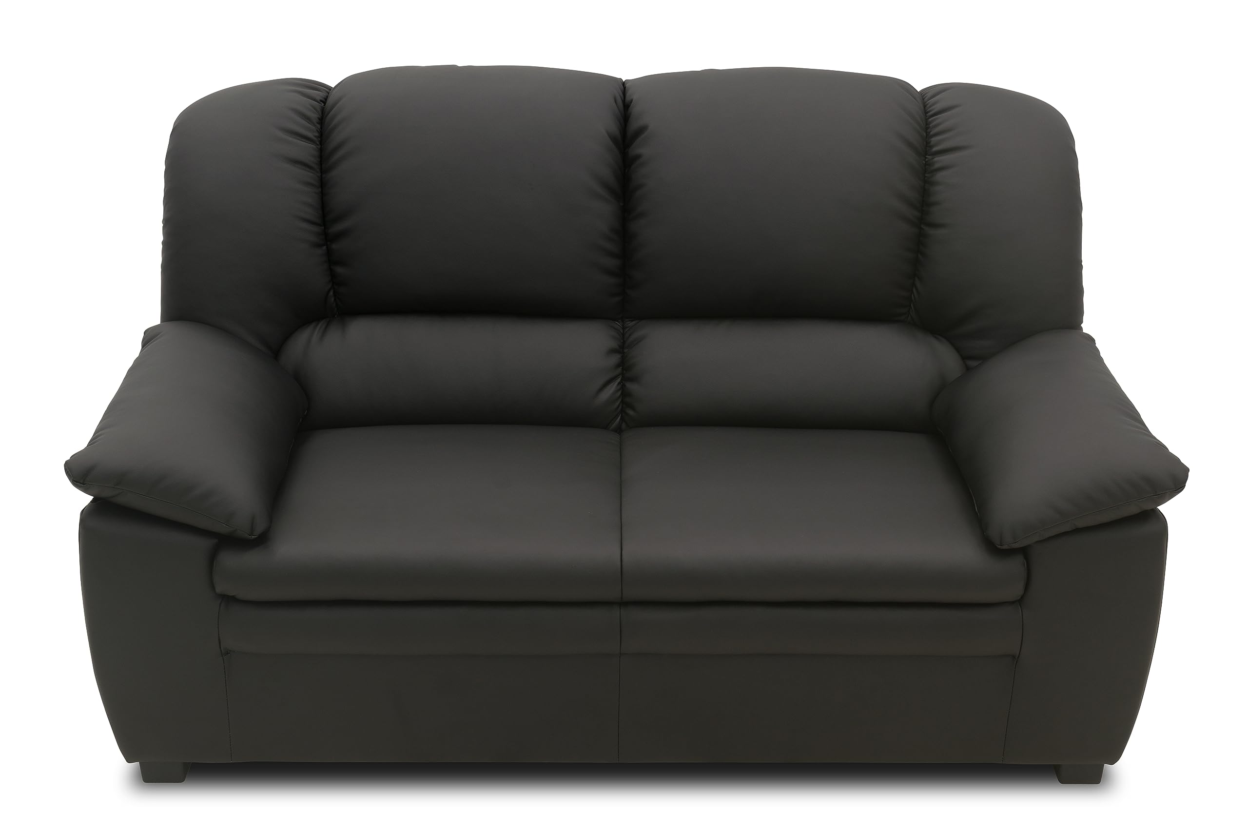 DOMO. collection Divano Ambato in pelle a 2 posti dal design classico, 2 divani in similpelle, 159 x 92 x 88 cm (larghezza x profondità x altezza), nero