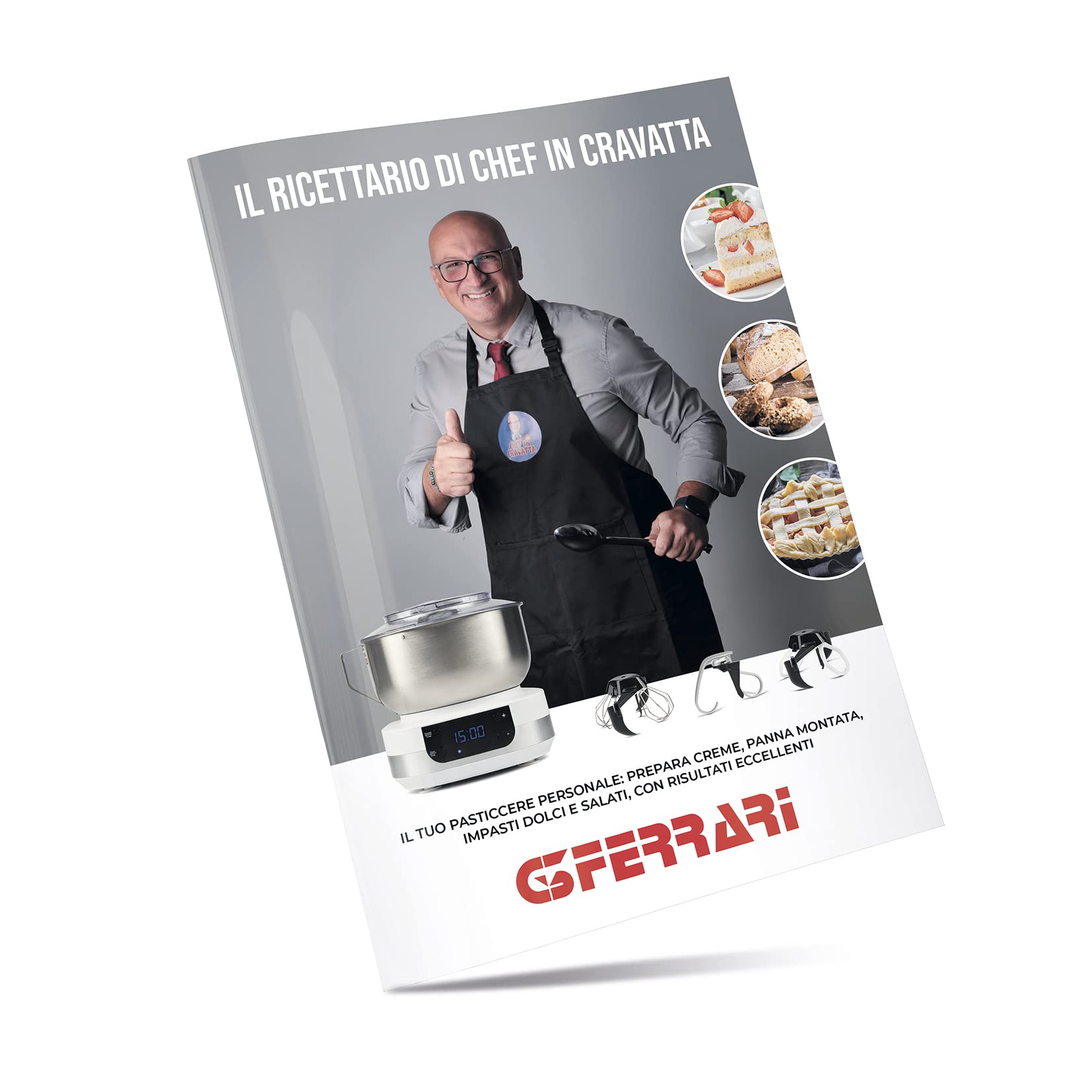 G3 Ferrari G20145 Impastatrice Planetaria Pastaio Gourmet, 1500 Watt, 5 Litri, Ciotola Inox con maniglia, Display digitale, 5 velocità, Timer, Ricettario incluso