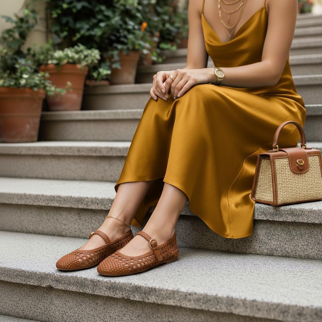 CUSHIONAIRE Windsor Woven Womens Flats with Adjustable Strap – Comfortable Mary Jane Ballet Flats for Women - Image 6