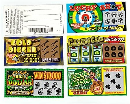 Unbranded 5 Phony Fake All Winning Scratch Off Boletos de lotería -Broma- Broma- Mordaza