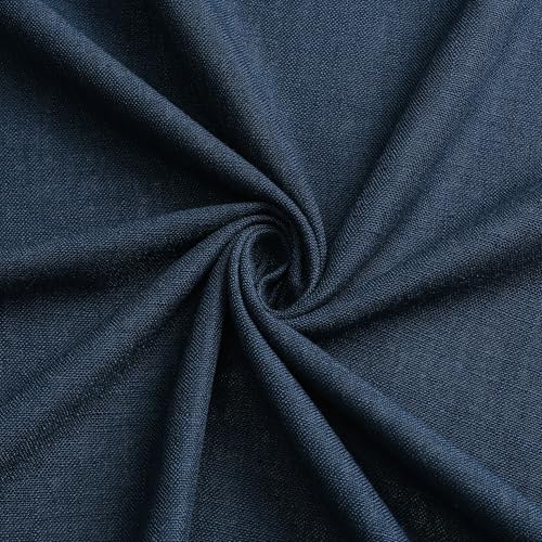 Image of Vision Home Navy Blue Pinch Pleated Full Blackout Curtains Linen Blended Room Darkening Curtain Panels 120 inch for Living Room Bedroom Thermal Insulated Pinch Pleat Drapes with Hooks 40 inch Wx120 Lx2
