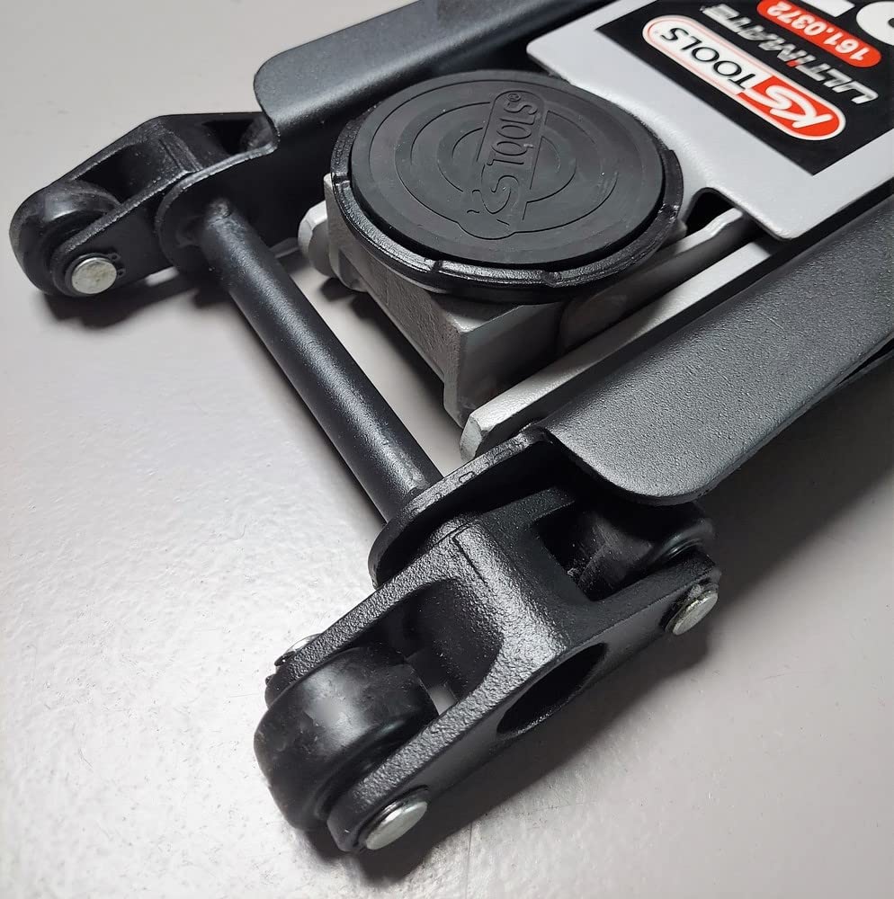 KS Tools 161.0372 - Gato hidráulico extrabajo | Gato hidráulico extra bajo acero ULTIMATE 2 t con doble rueda delantera, elevación automotriz
