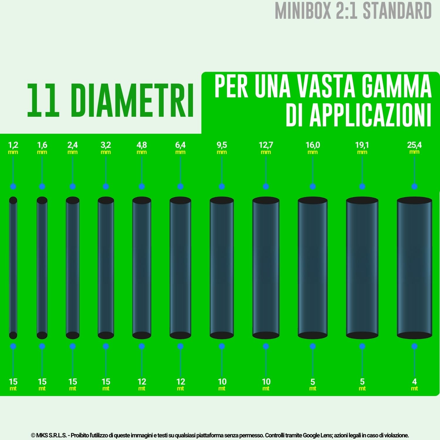 Guaina Termorestringente Ø 25,4 mm, L 4mt • BIANCO • MINIBOX 2:1 STANDARD - 5