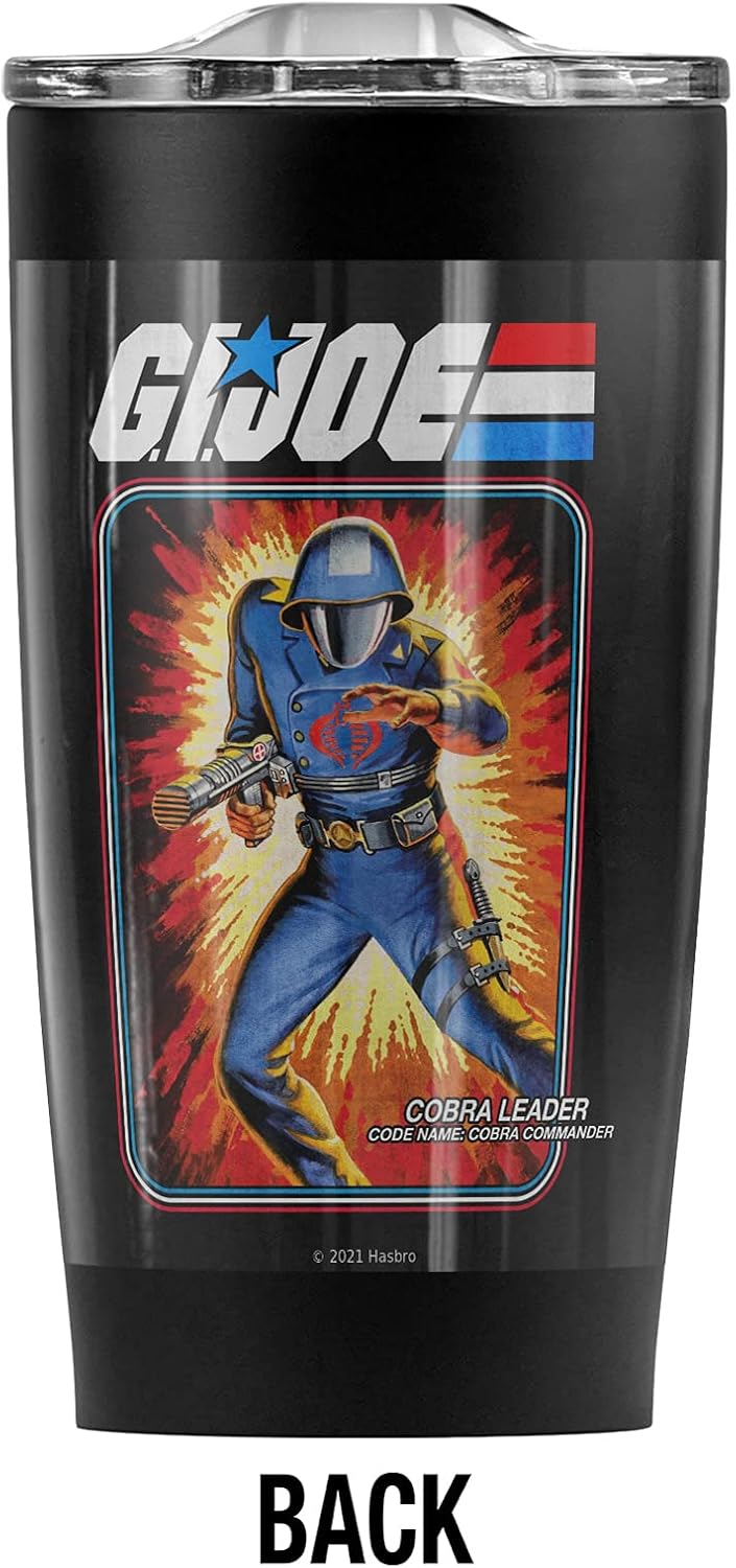 Logovision G.I. Joe Cobra Commander Card Stainless Steel Tumbler 20 oz Coffee Travel Mug/Cup, Vacuum Insulated & Double Wall with Leakproof Sliding Lid | Great for Hot Drinks and Cold Beverages