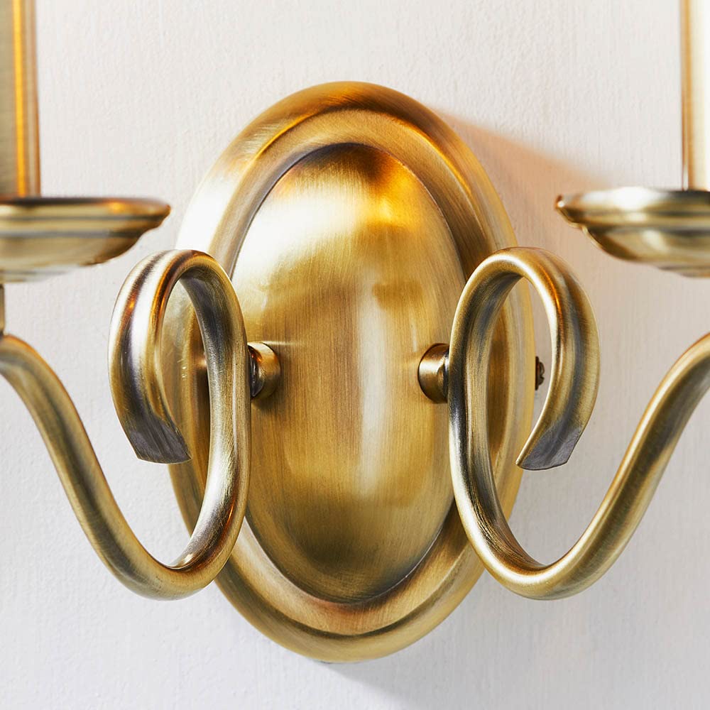 Dekorative Wandleuchte - Dimmbare Doppelwandleuchten mit Zugakkordschalter - Twisted Arm Indoor Wandlampe - LED Wandleuchte für Schlafzimmer Flur 60W E14 Kerze (nicht enthalten) Messing