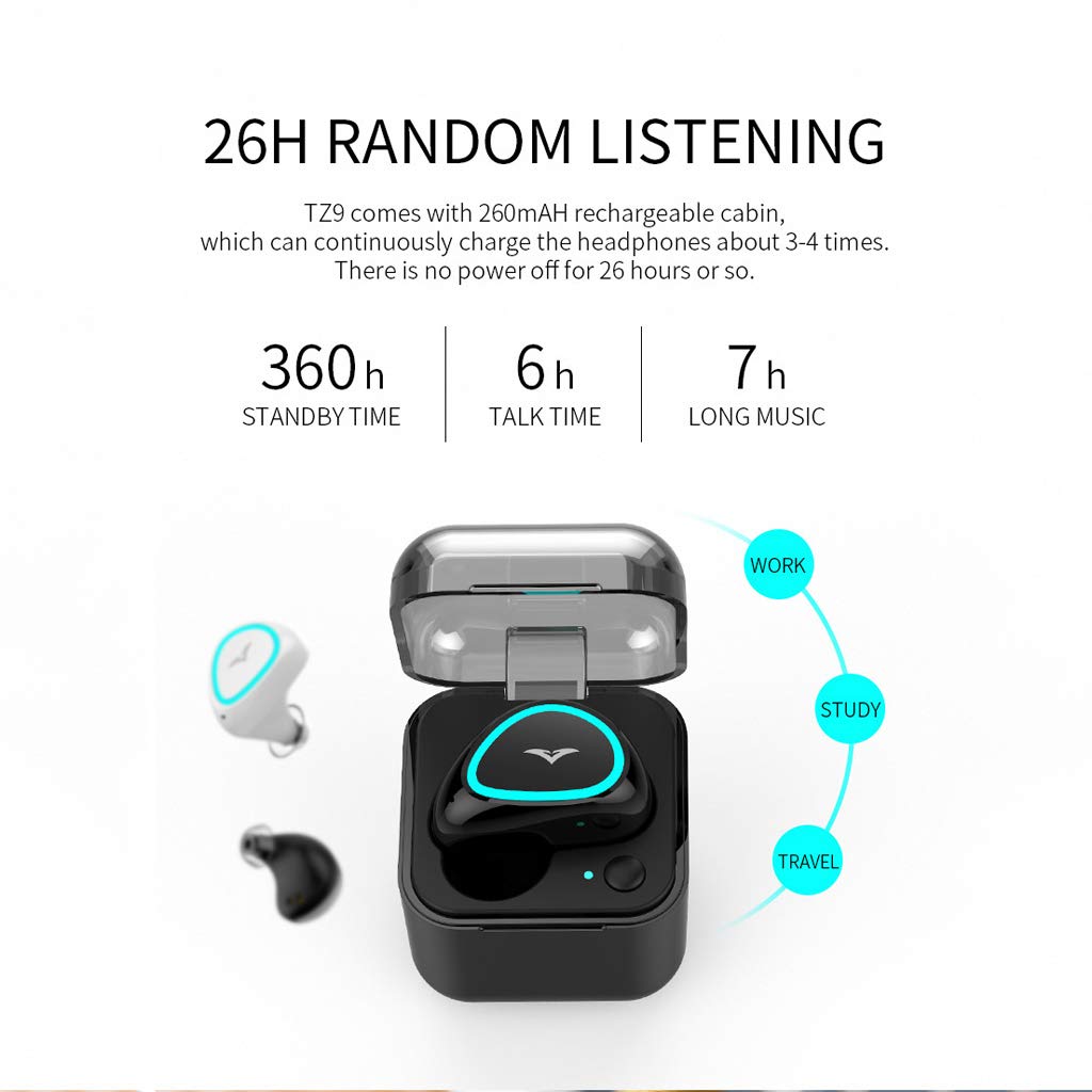 MiniMini Bluetooth Invisible sans Fil Kit Ecouteur Intra-auriculaire Mono Ecouteur avec Micro Intégré Mains Libres pour iPhone, Samsung, HuaweiPortatif