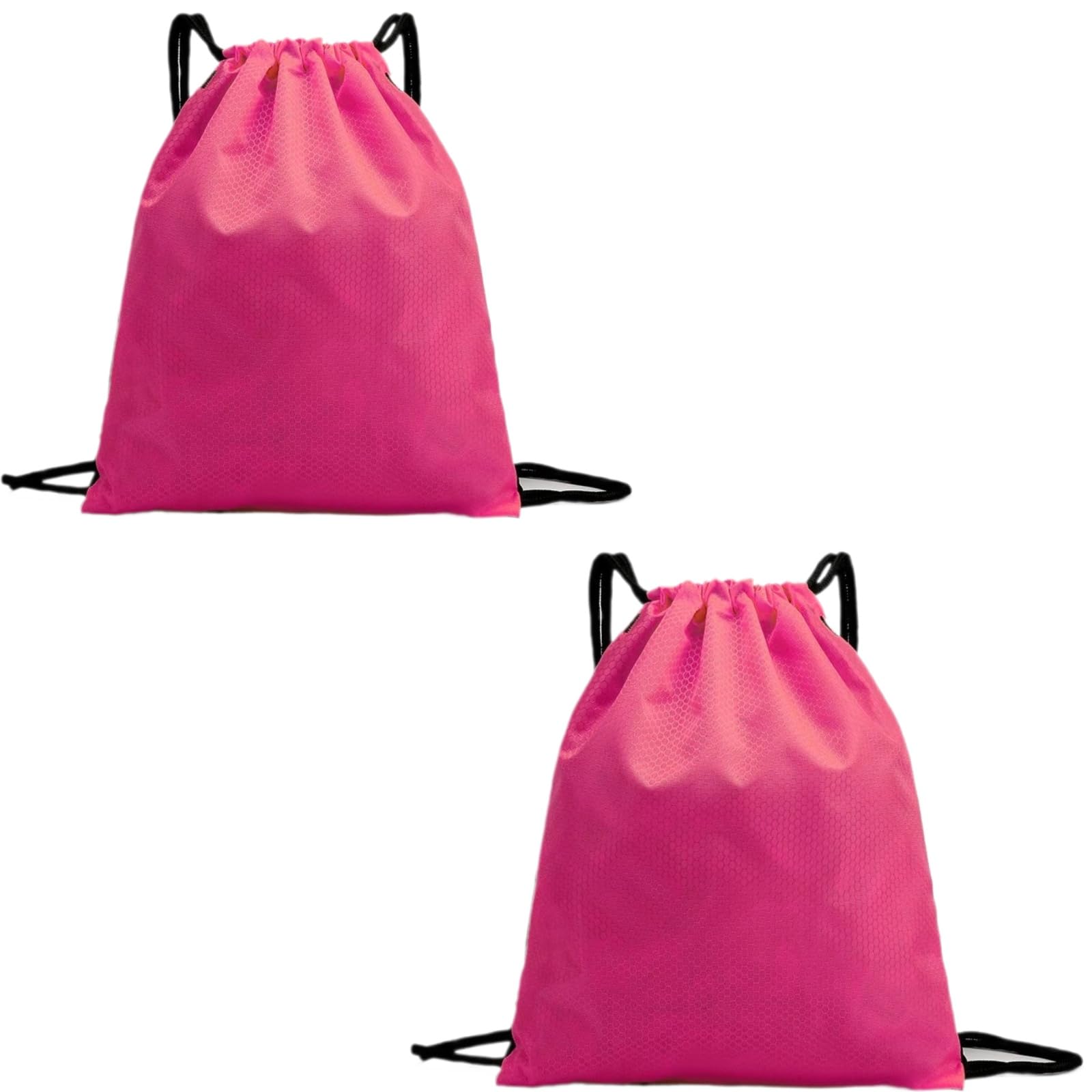 2-Pack Waterproof Drawstring Backpacks, Soccer-Texture Oxford Fabric, 16.9" × 13.8", Lightweight 0.19 lb Each, No Eyelets, Gym &amp; Marathon Gear Sacks(Pink)