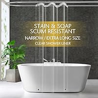 Vista 30 de Forro de Cortina de Ducha de Plástico Transparente de Tamaño Estrecho, 42x72 Pulgadas, Plástico Transparente Delgado y Liviano para Baño con Ojales