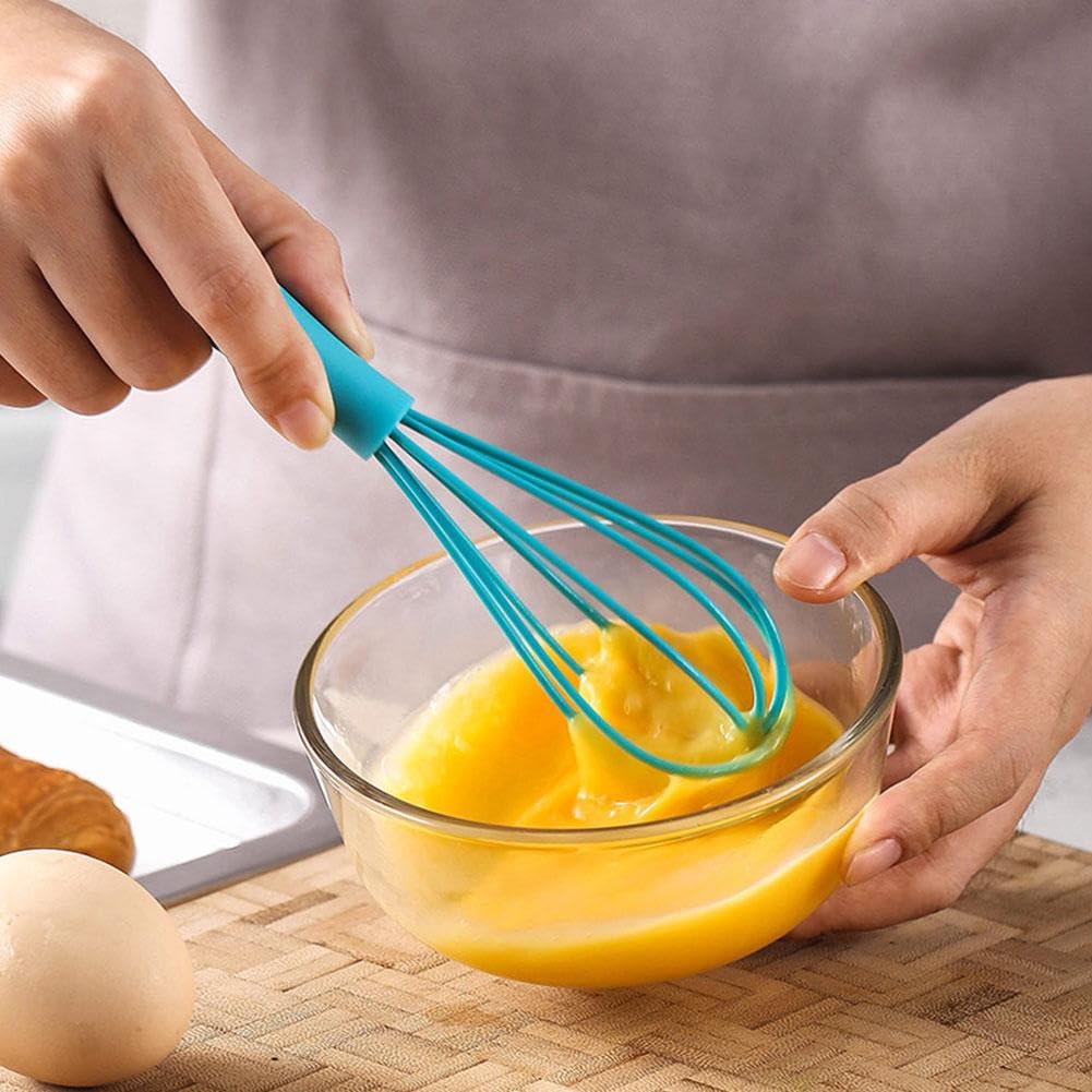 Frusta in silicone per cucinare, frusta manuale per farina, torta, uova, mini frusta in acciaio inox, frusta per impastare, cucinare e sbattere