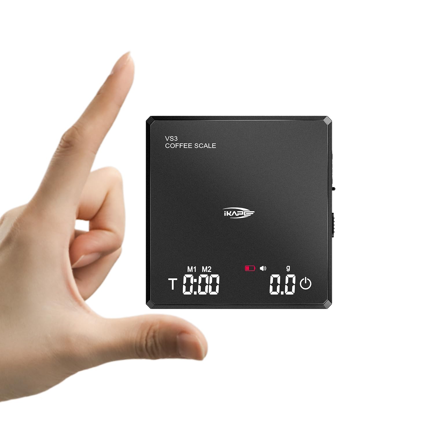 Digital Mini Coffee Scale with Timer, 2kg/0.1g High Precision Rechargeable Drip Espresso Scale with Tare Function, LED Display(Black)