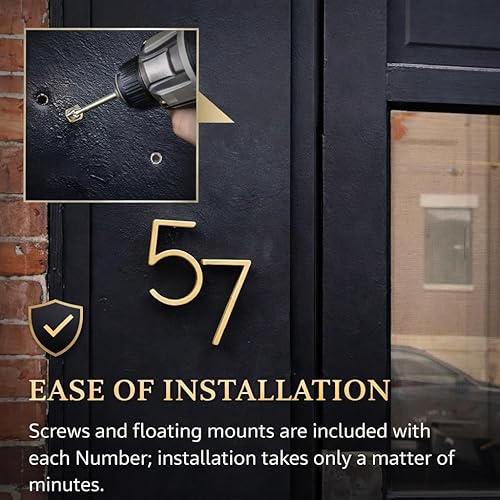 Miniatura 5 de Número de casa flotante de 5 pulgadas, números de casa modernos, número de dirección de casa de aleación de zinc con exquisito proceso de dibujo,