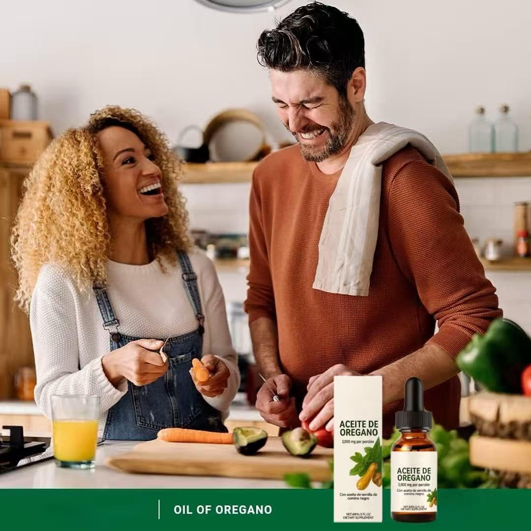 Huile d'origan biologique en gouttes avec de l'huile de nigelle pour le soutien du système immunitaire, la santé respiratoire et le bien-être digestif,2Pcs