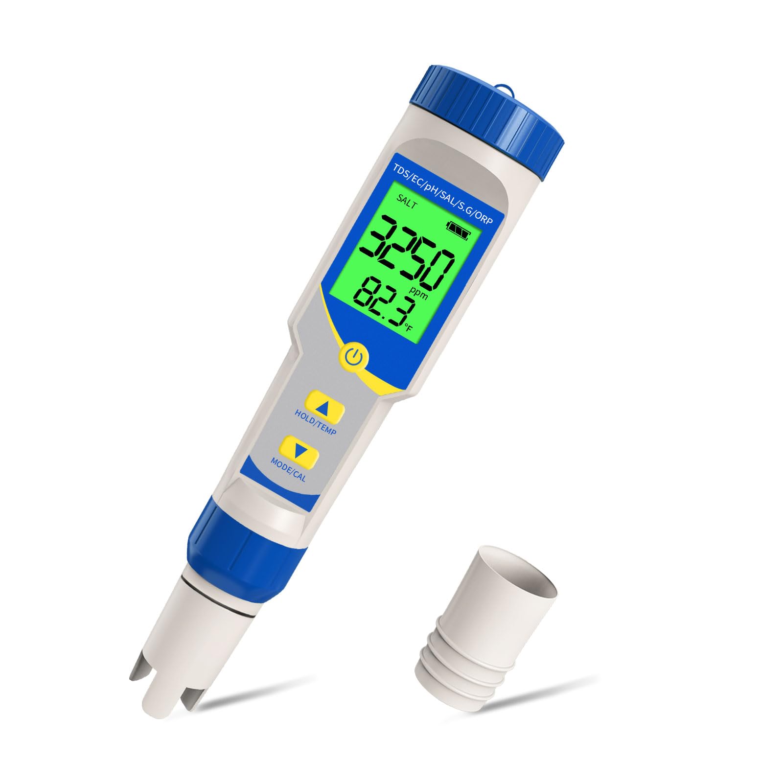 Pool Salt Tester, Digital Salinity Tester for Saltwater Pool, 7 in 1 pH ORP Salt Meter for Pools Aquarium Sodium Chloride Swimming Pools Hot Tub Spas