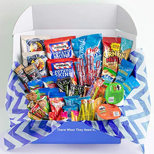 Men's Hearty Snack Box - Ultimate College Care Package ( 50 Piece Snack Pack ) Jerky, Nuts, Chips And Pretzels Man Variety Pack - My College Crate #TOP2