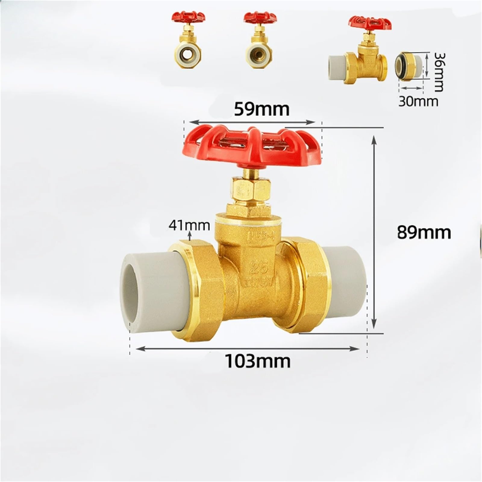 Tubo PPR in PE per tubo dell'acqua con valvola di collegamento, contatore dell'acqua, in ottone, DN20, DN25, DN50, raccordi idraulici (marrone)