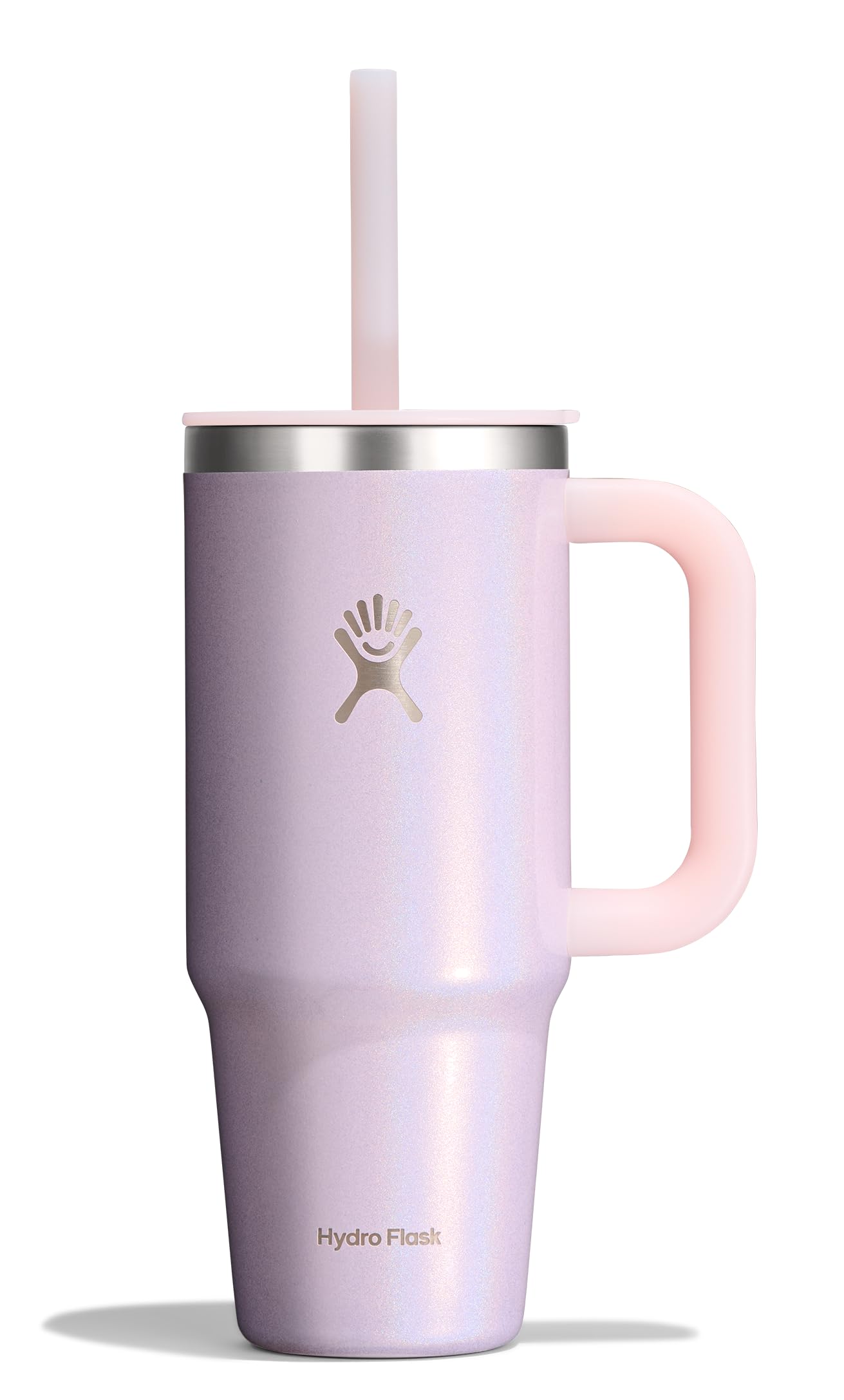Hydro Flask 24 Oz Travel Tumbler with Handle, Lid and Straw - Insulated Stainless Steel in 24 Oz Glimmer Pink