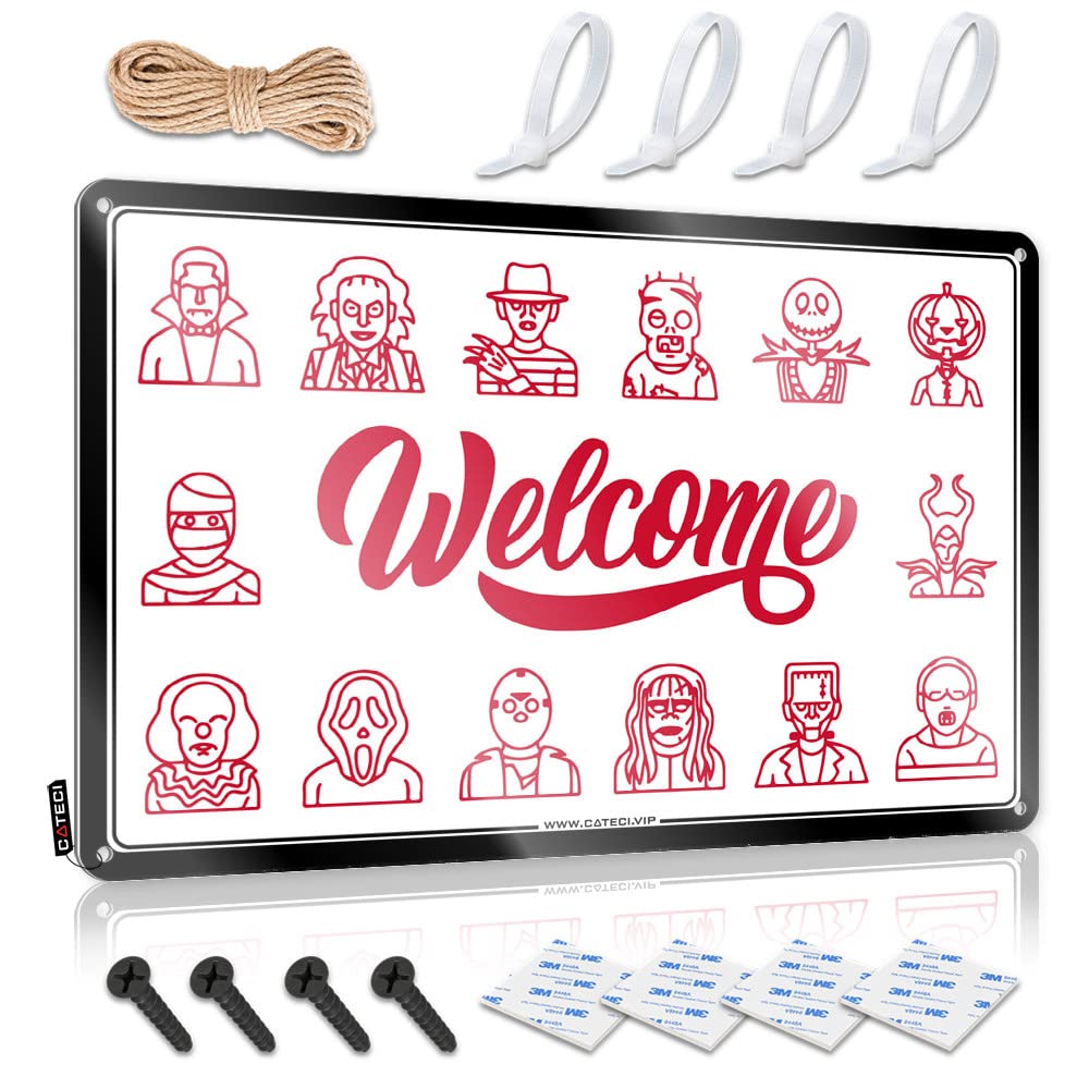 IBWNBBUSN Metal Signs Decor Halloween Characters Welcome Tin Sign 1 Bar Accessories Man Cave Metal Signs For Bar(20X30CM)