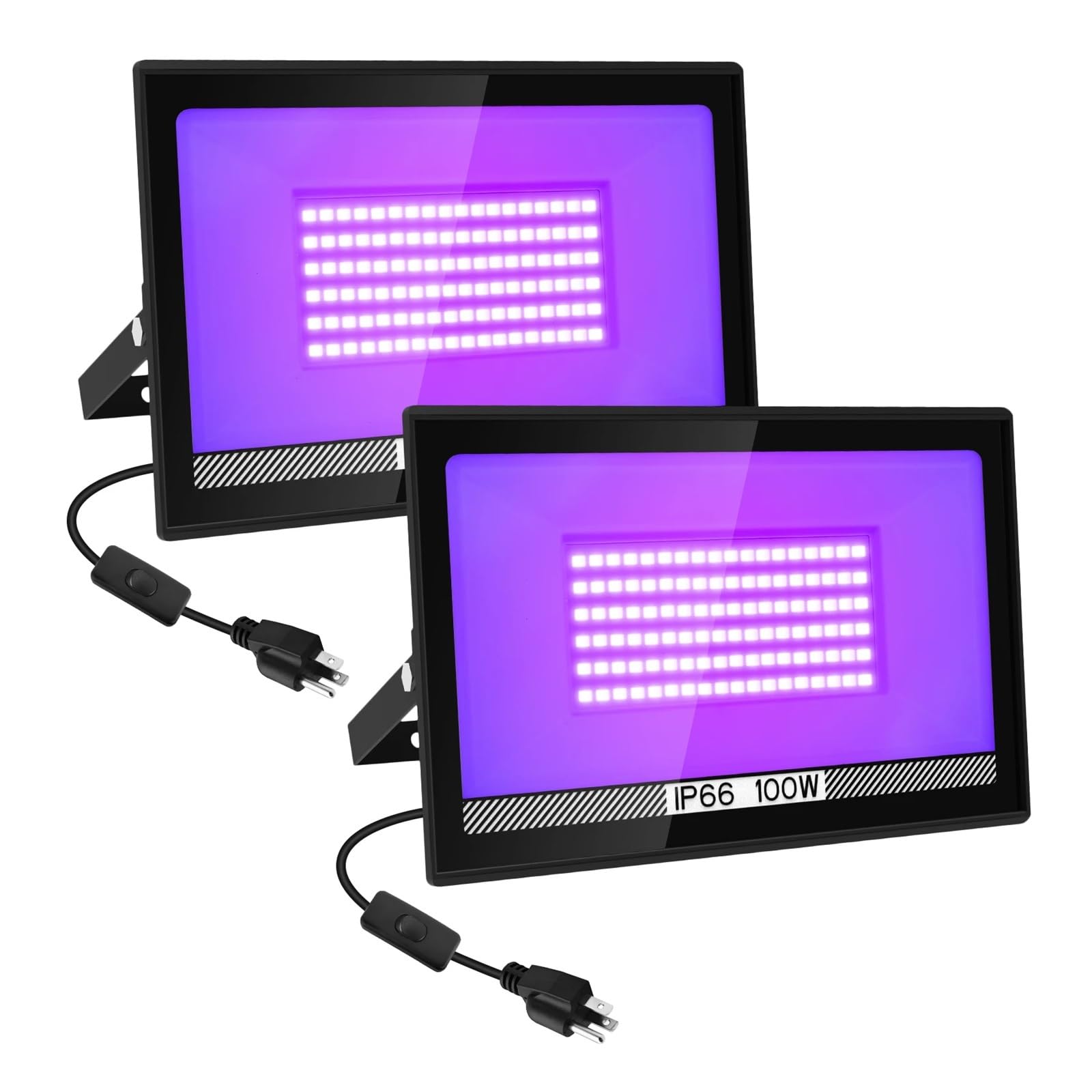 JOLIANE 100W LED UV Black Lights Stage Blacklight Ultraviolet Flood Effect Light for Halloween Xmas Dance DJ Disco Party Bar(2pcs)