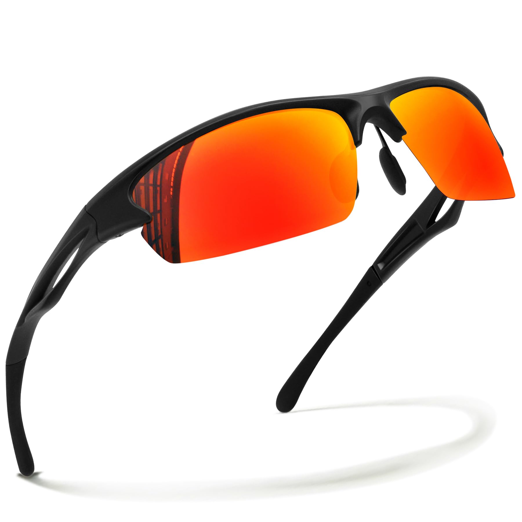KANASTAL Occhiali Ciclismo Uomo donna UV400 Occhiali da Sole Polarizzati Sportivi Rettangolari Mezza Montatura mtb Sport Sunglasses per Ciclista Guida Corsa