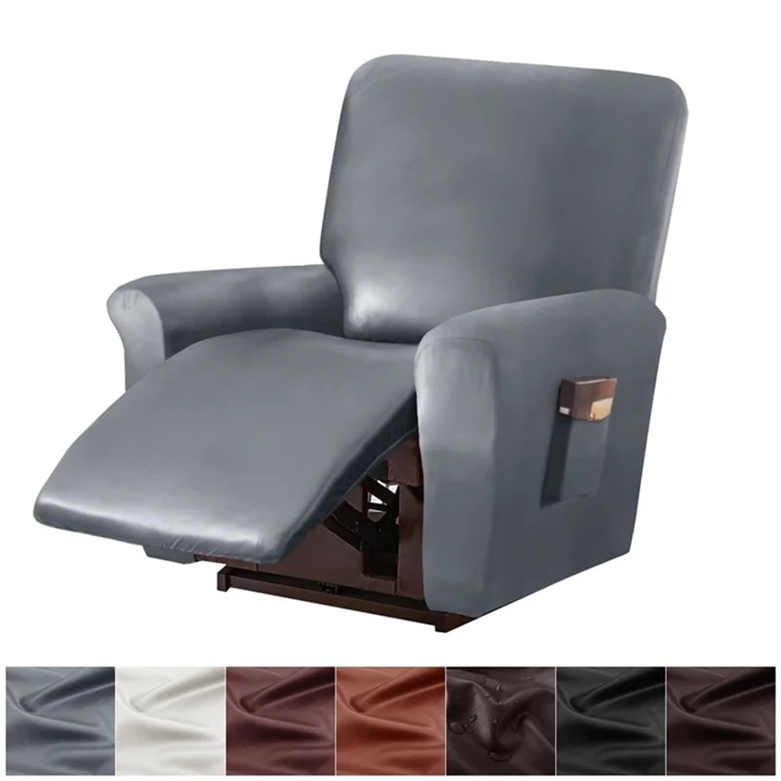 Rivestimento Della Poltrona PU Leather Recliner Cover 1/2 Seat Waterproof Recliner Armchair Cover Elastic Relax Single Sofa Slipcovers for Living Room Decor(White sofa cover)