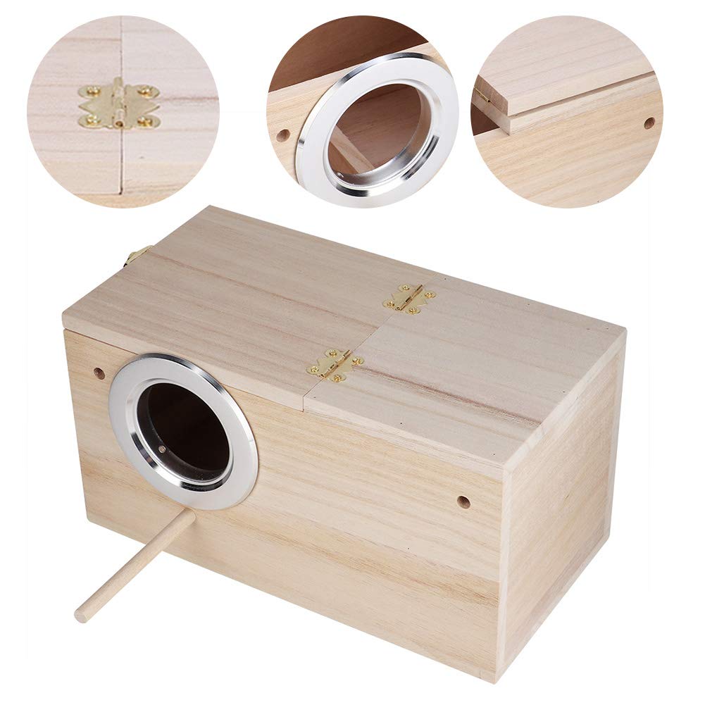 Nichoir Oiseaux Extérieur Bois Naturel – Boîte de Reproduction pour Perruche Pinson Tourtereaux Cockatiel Conure, Ouverture Droite, Abri Nidification Jardin Balcon