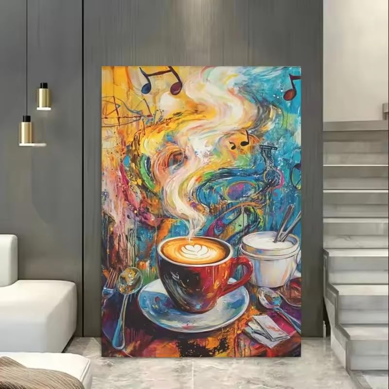 Impression sur toile de qualité supérieure notes de musique et café graffiti abstrait