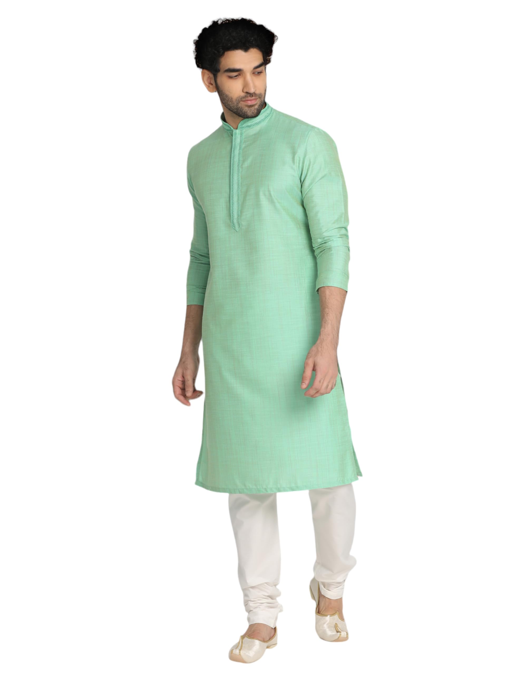 manyavar Men's Art Silk Solid Casual Kurta Set (2pcs)-picture-39