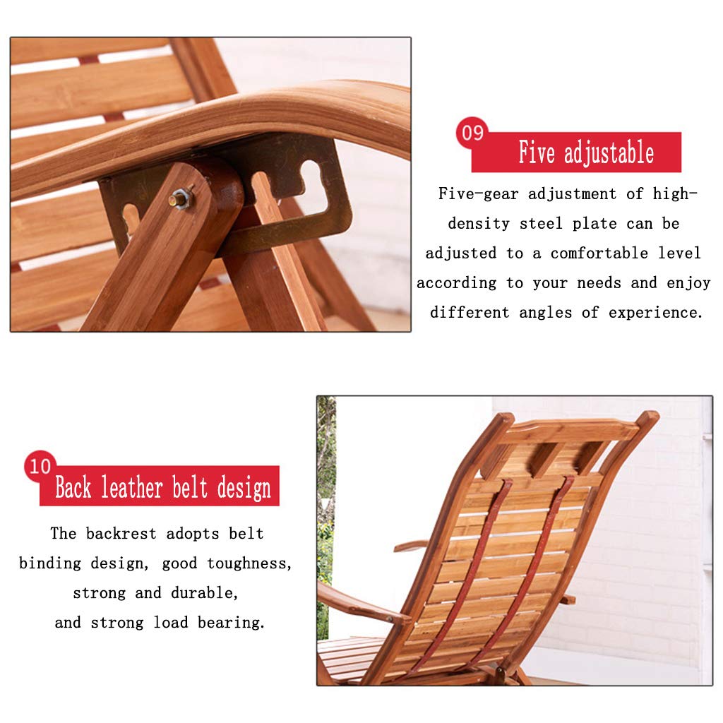 N / A Silla Gravedad Cero Silla Plegable, con Reposabrazos Curvos y Taburete de Masaje Sillón, Silla Vaga de Bambú, para Acampar En La Terraza del Jardín Mecedora (Color:estilo2)