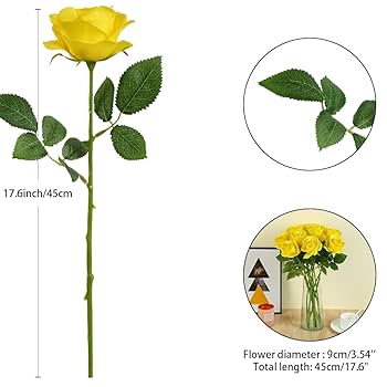 金属製の茎と葉を持つ黄色いバラで作品は装飾品としてだけでなく芸術作品2本セット 金属製の茎と葉を持つ黄色いバラで作品は装飾品として